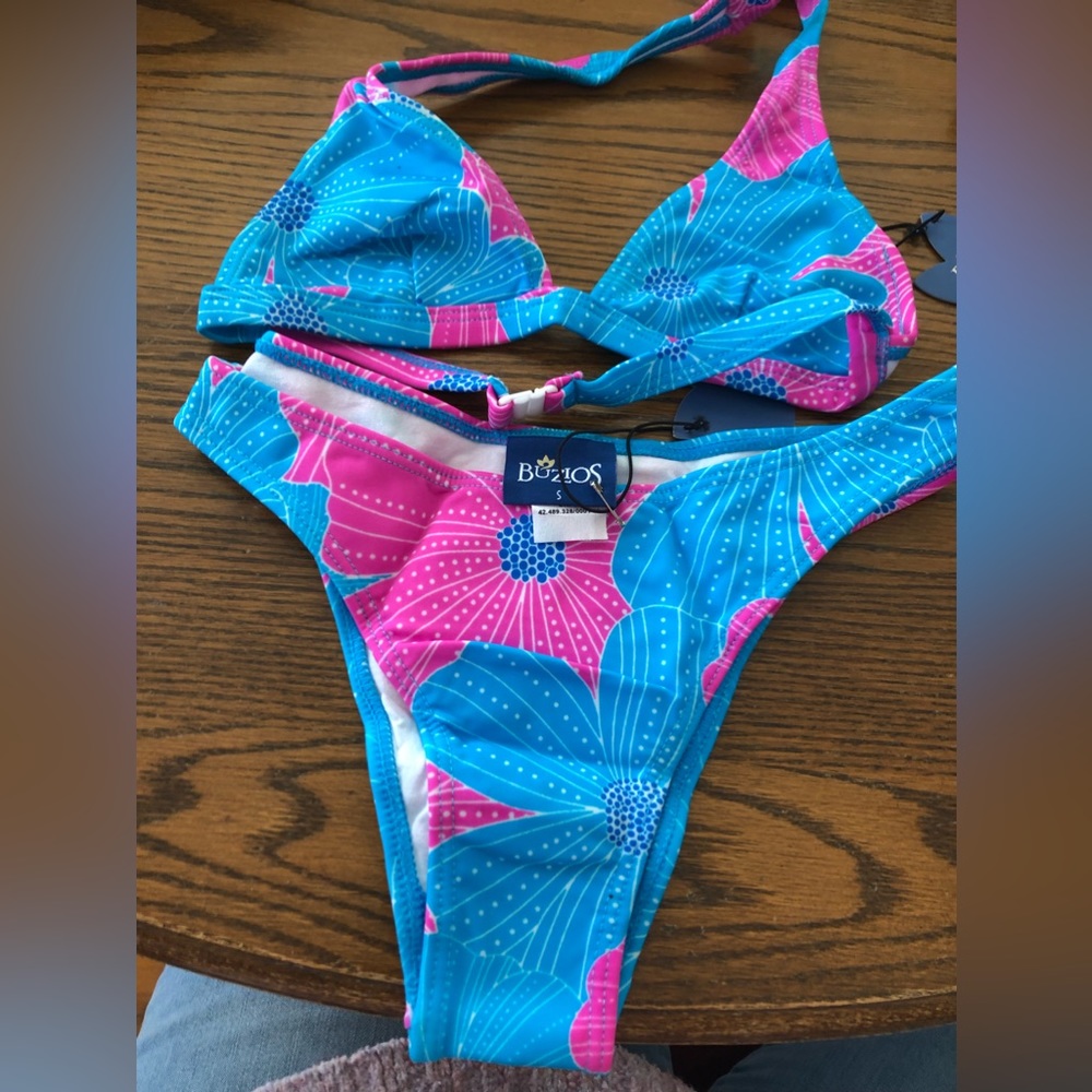 NWT SWIM BATHING Suit Bikini Two Pc - Buzios Brazil Sz LTurquoise Pink